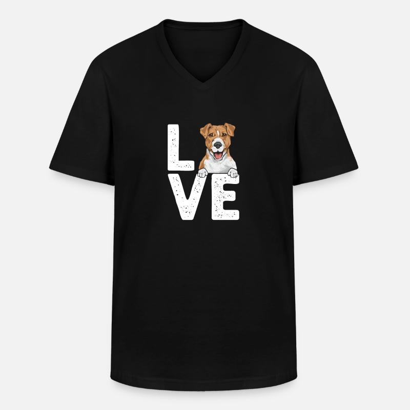 Jack Russell Terrier - Männer-T-Shirt mit V-Ausschnitt - Schwarz