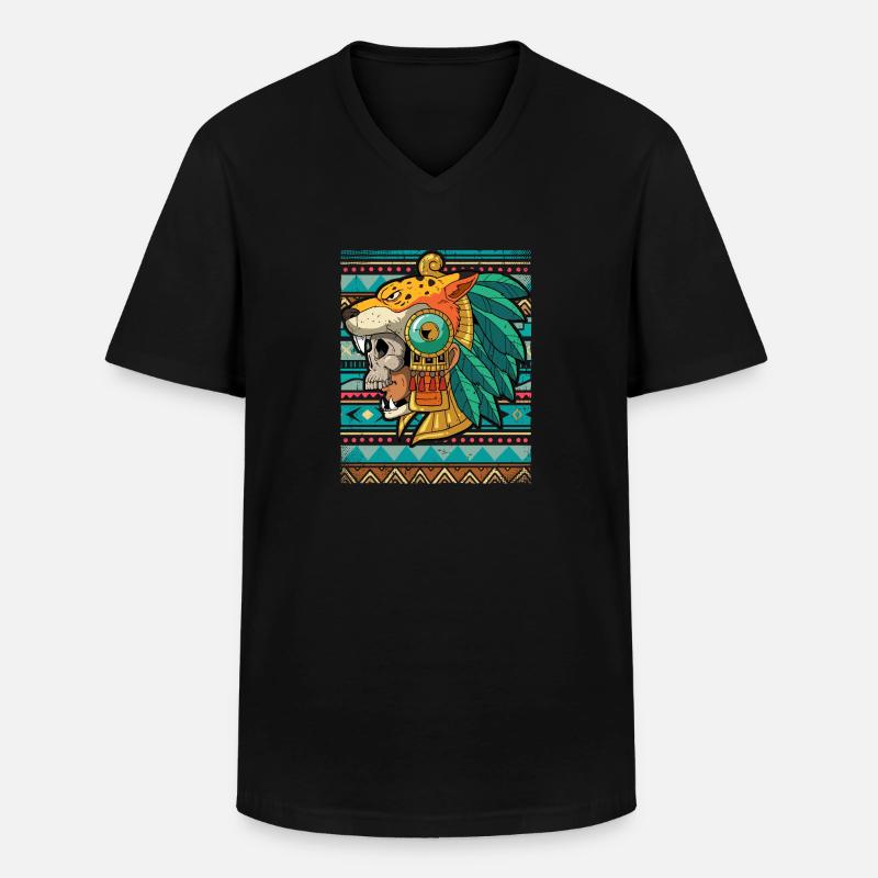 Mexican Aztec warrior Aztecs - Men's V-Neck T-Shirt - black