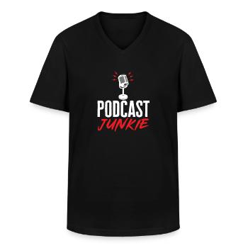 Podcaster Podcast - Men's V-Neck T-Shirt - black - Front - AI Model Male 178 dark (178cm)