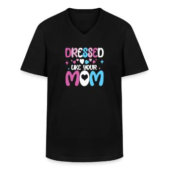 Femboy Crossdressing - Men's V-Neck T-Shirt - black - Front - AI Model Male 178 dark (178cm)