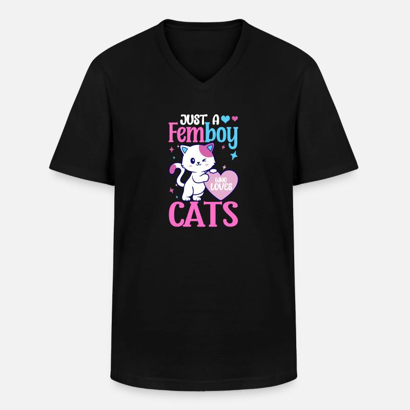 Crossdressing - Männer-T-Shirt mit V-Ausschnitt - Schwarz