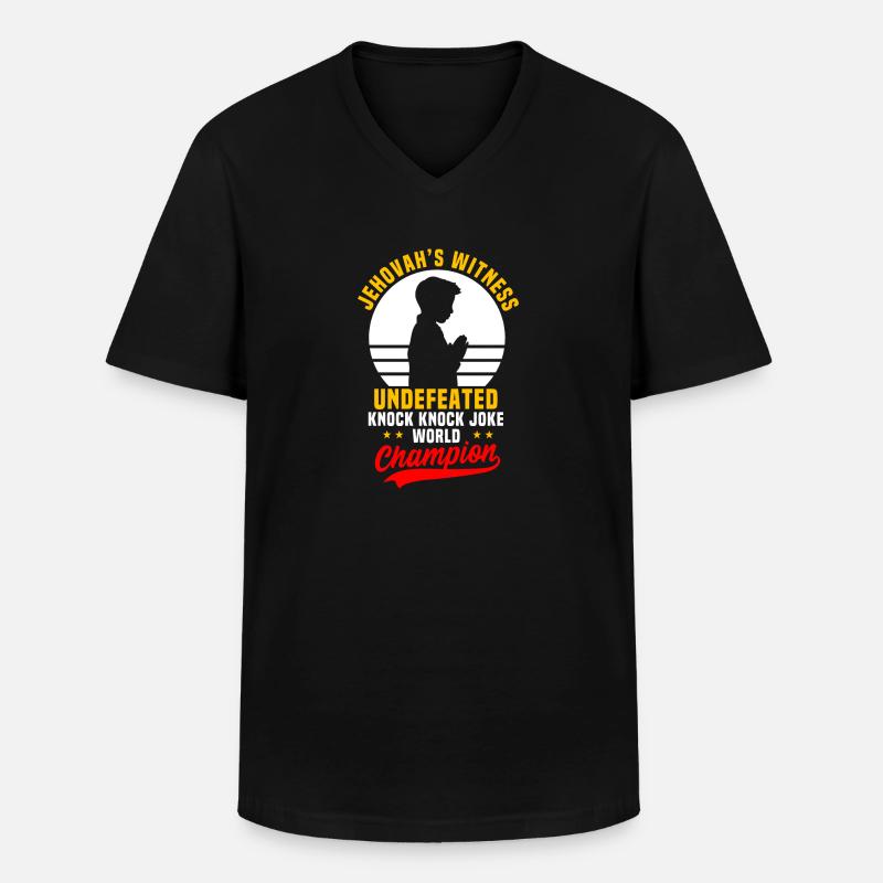 JW - Männer-T-Shirt mit V-Ausschnitt - Schwarz