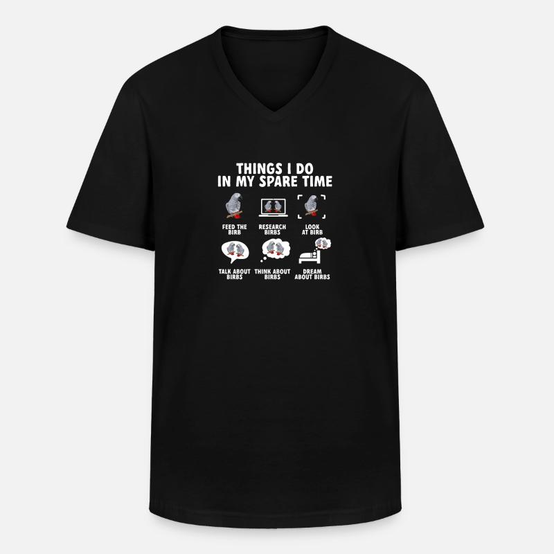 Graupapagei African Grey Parrot Papagei - Männer-T-Shirt mit V-Ausschnitt - Schwarz