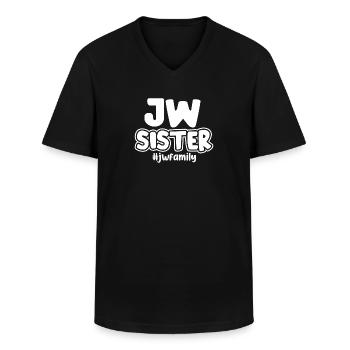 Témoins de Jéhovah - T-shirt col V Homme - noir - Devant - AI Model Male 178 dark (178cm)