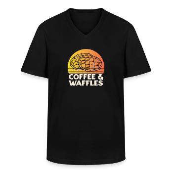 Coffee waffles - Men's V-Neck T-Shirt - black - Front - AI Model Male 178 dark (178cm)