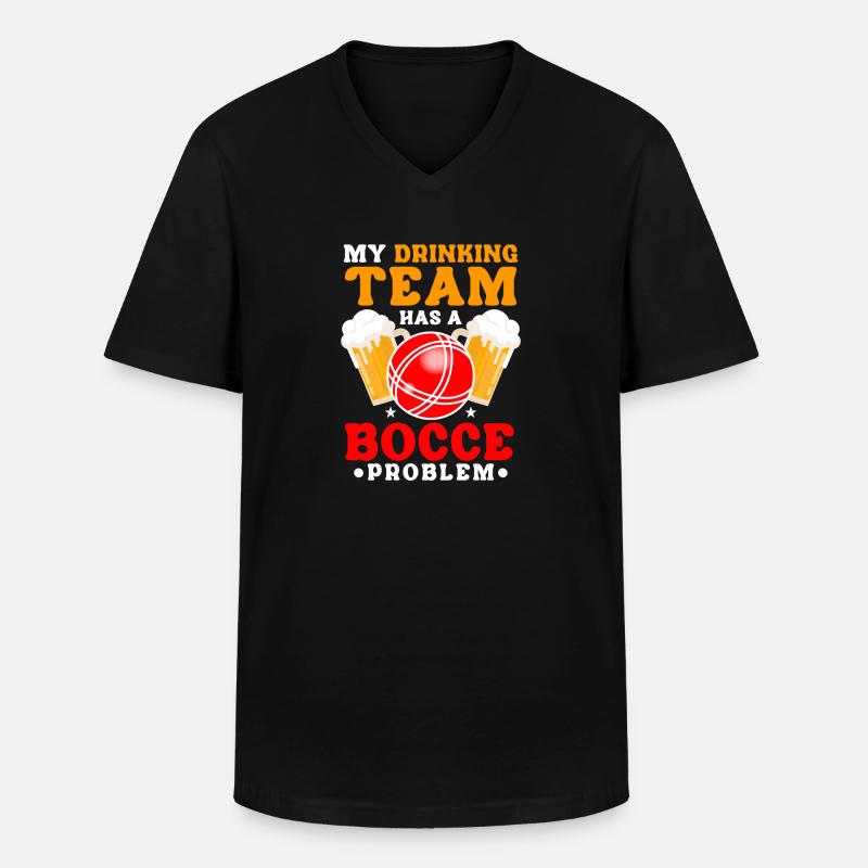 Lustiger Boccia-Spieler - Männer-T-Shirt mit V-Ausschnitt - Schwarz