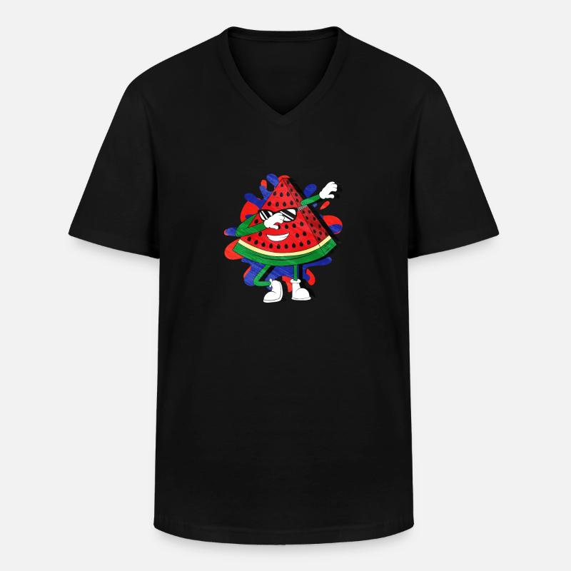 Wassermelone - Männer-T-Shirt mit V-Ausschnitt - Schwarz