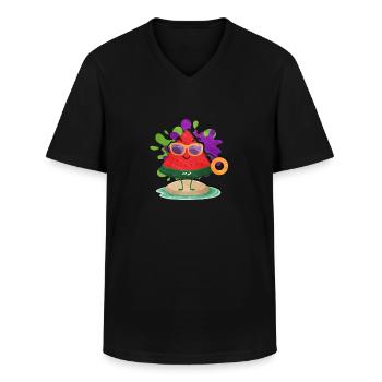 Watermelon - Men's V-Neck T-Shirt - black - Front - AI Model Male 178 dark (178cm)