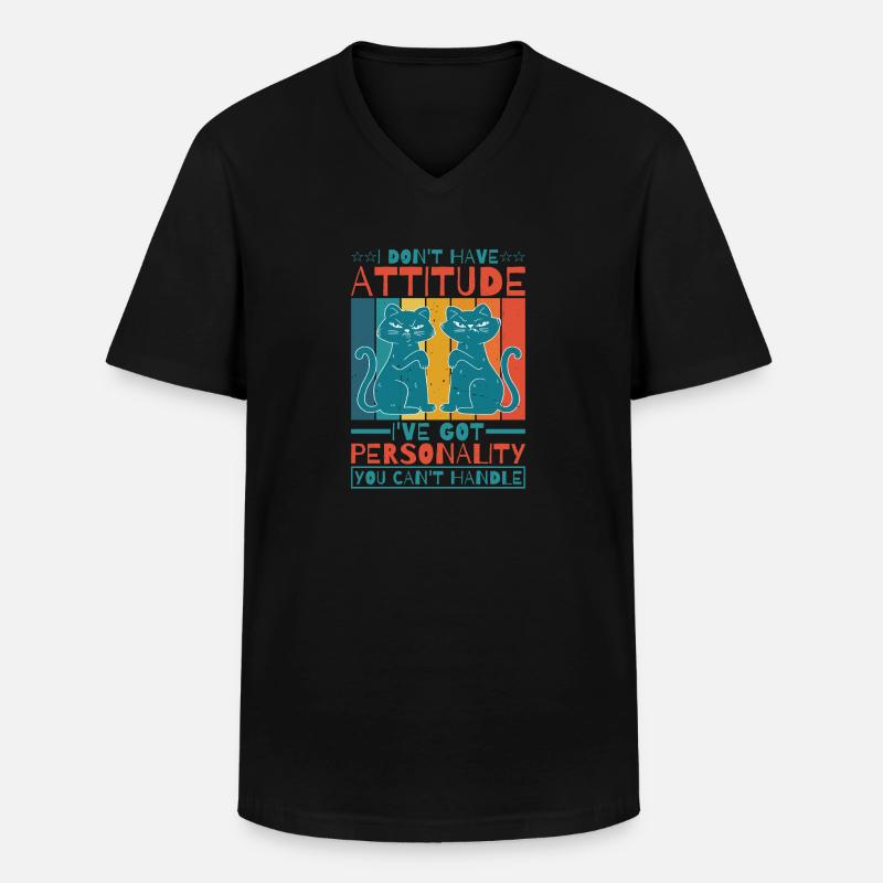 I Don't Have Attitude 6 - Männer-T-Shirt mit V-Ausschnitt - Schwarz