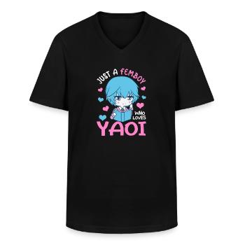 Cross Dressing - Männer-T-Shirt mit V-Ausschnitt - Schwarz - Vorne - AI Model Male 178 dark (178cm)