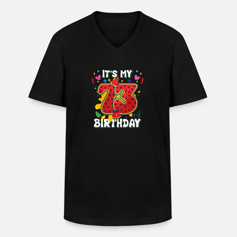 73e anniversaire de la pastèque - T-shirt col V Homme - noir