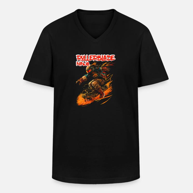 Rollerblade Ninja 5 - Männer-T-Shirt mit V-Ausschnitt - Schwarz