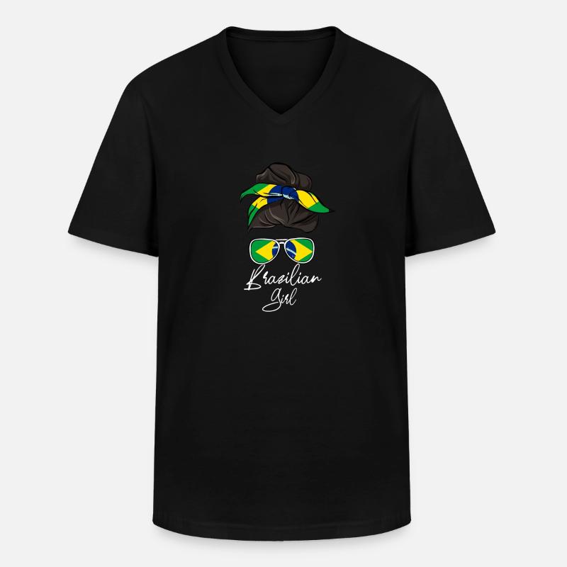 Brasilien - Männer-T-Shirt mit V-Ausschnitt - Schwarz