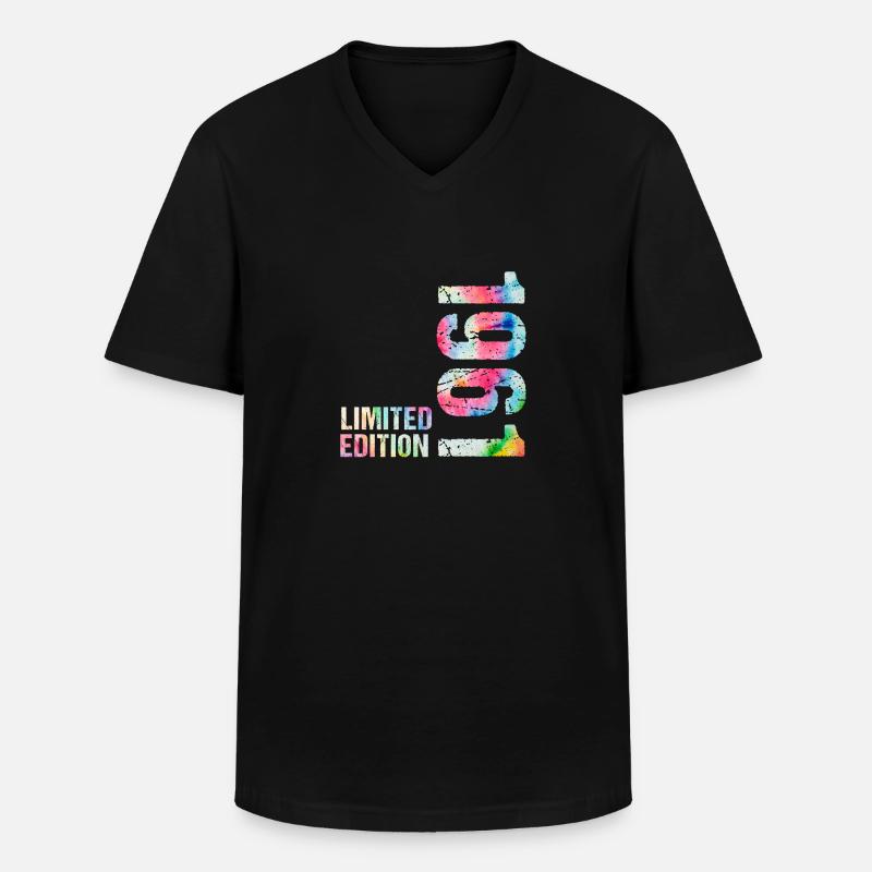 1961 - Männer-T-Shirt mit V-Ausschnitt - Schwarz