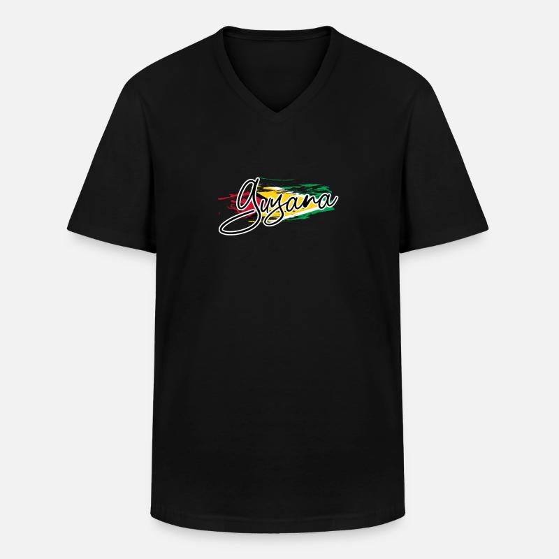 Guyana - Männer-T-Shirt mit V-Ausschnitt - Schwarz