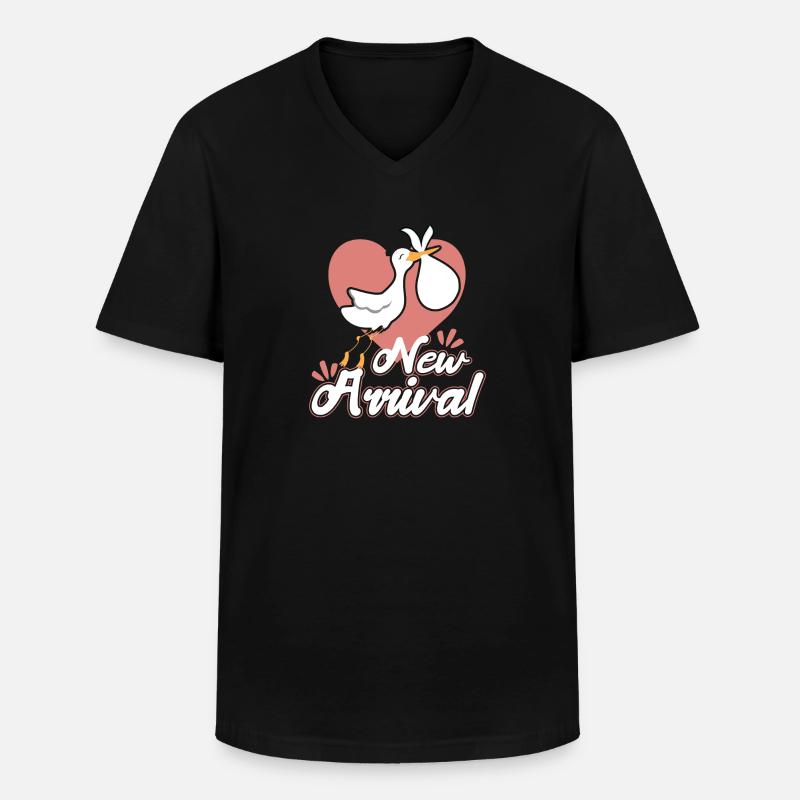 Stork New Arrival - Männer-T-Shirt mit V-Ausschnitt - Schwarz