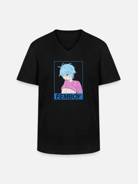 Anime Gay Boy Yaoi Design til en Femboy - Klassisk herre T-shirt med V-udskæring - sort