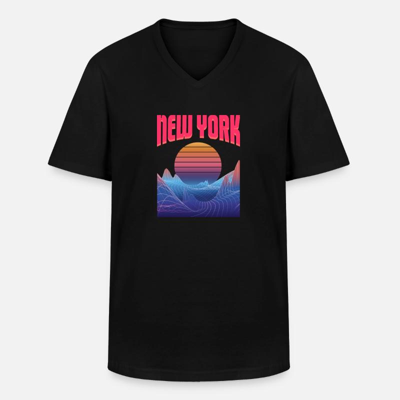 New York - Männer-T-Shirt mit V-Ausschnitt - Schwarz