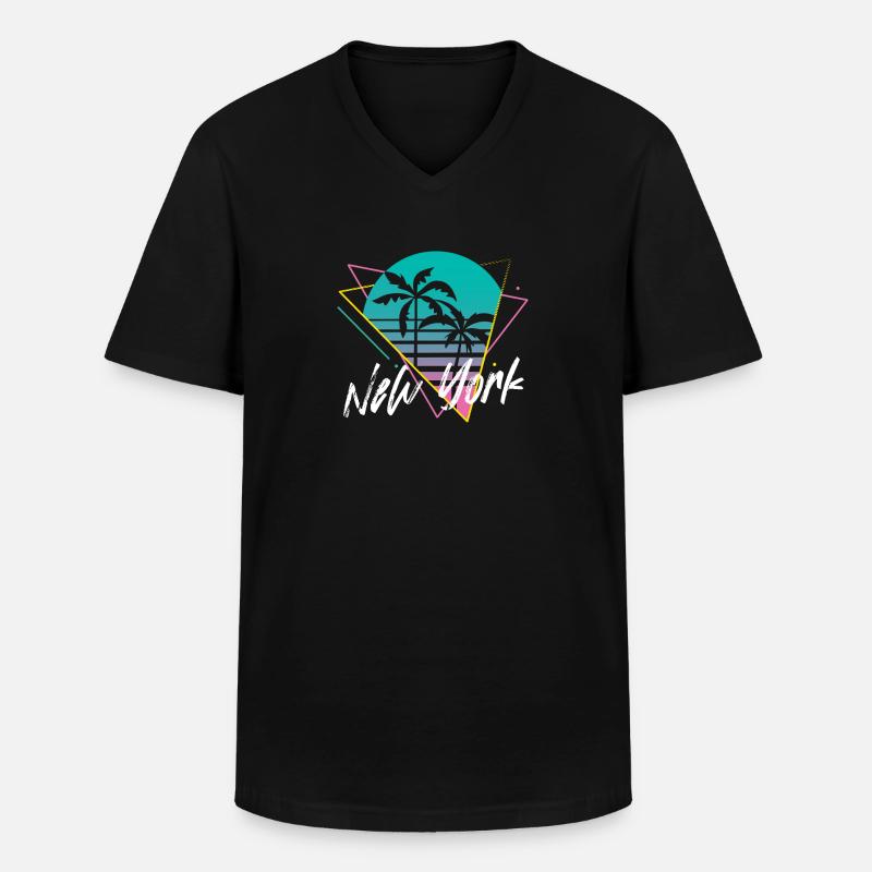 New York - Männer-T-Shirt mit V-Ausschnitt - Schwarz