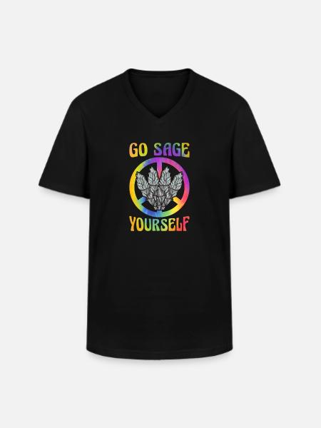 Hippie Peace Groovy - Men's V-Neck T-Shirt - black