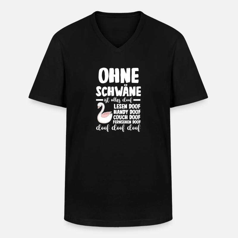 Schwan - Männer-T-Shirt mit V-Ausschnitt - Schwarz