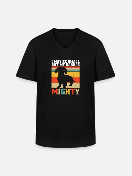 Jeg kan være lille, men min bark er mægtig hund elsker dac - Klassisk herre T-shirt med V-udskæring - sort
