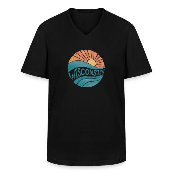 Wisconsin - Men's V-Neck T-Shirt - black - Front - AI Model Male 178 dark (178cm)
