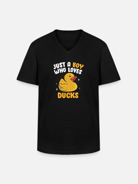 Bare en dreng, der elsker gummiænder ælling sjov d - Klassisk herre T-shirt med V-udskæring - sort