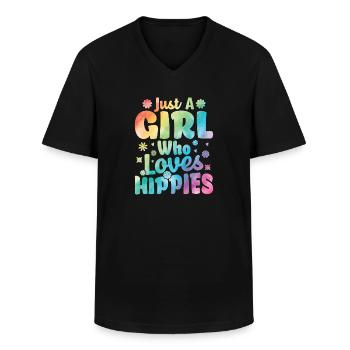 Peace Tie Dyeing Groovy - Men's V-Neck T-Shirt - black - Front - AI Model Male 178 dark (178cm)