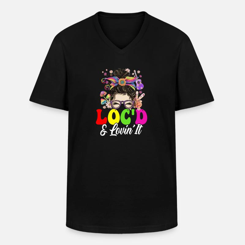 Hippie Dreadlocks Rasta - Männer-T-Shirt mit V-Ausschnitt - Schwarz