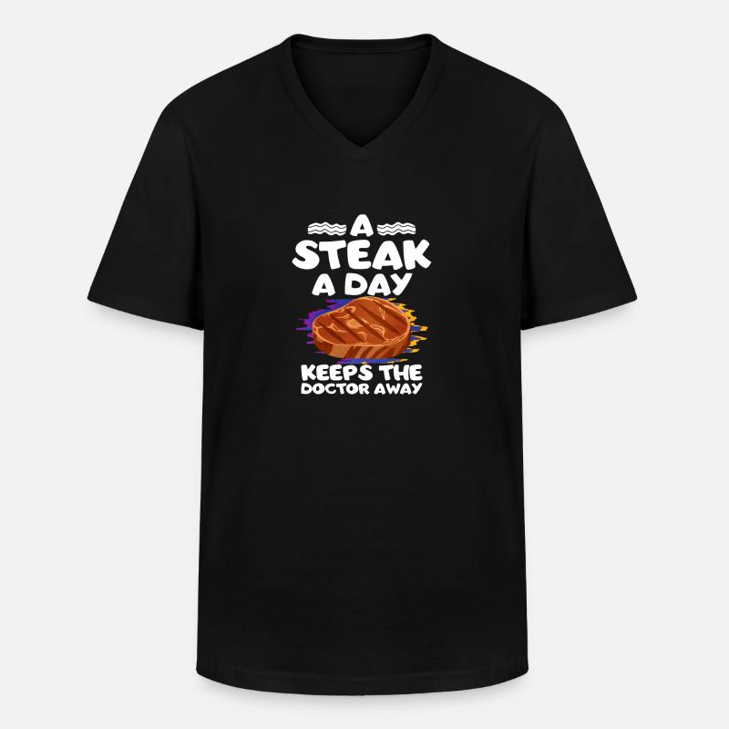 Steak - Männer-T-Shirt mit V-Ausschnitt - Schwarz