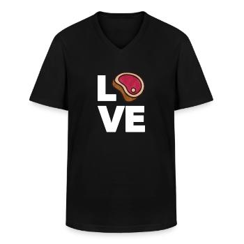 Steak - Männer-T-Shirt mit V-Ausschnitt - Schwarz - Vorne - AI Model Male 178 dark (178cm)