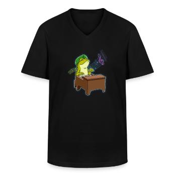 Pianiste Frog - T-shirt col V Homme - noir - Devant - AI Model Male 178 dark (178cm)