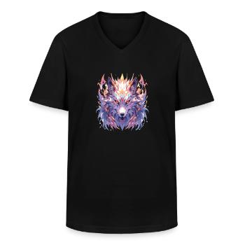 Wolf Wölfe Tier Wildtiere Wolfkopf - Männer-T-Shirt mit V-Ausschnitt - Schwarz - Vorne - AI Model Male 178 dark (178cm)