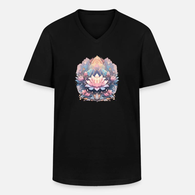 Lotusblüte - Männer-T-Shirt mit V-Ausschnitt - Schwarz