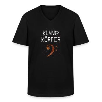 Bassschlüssel Musiker Chor Musik Bass Sänger - Männer-T-Shirt mit V-Ausschnitt - Schwarz - Vorne - AI Model Male 178 dark (178cm)