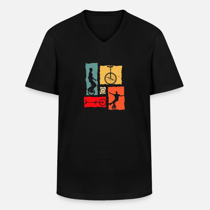 Unicycle Retro - Männer-T-Shirt mit V-Ausschnitt - Schwarz