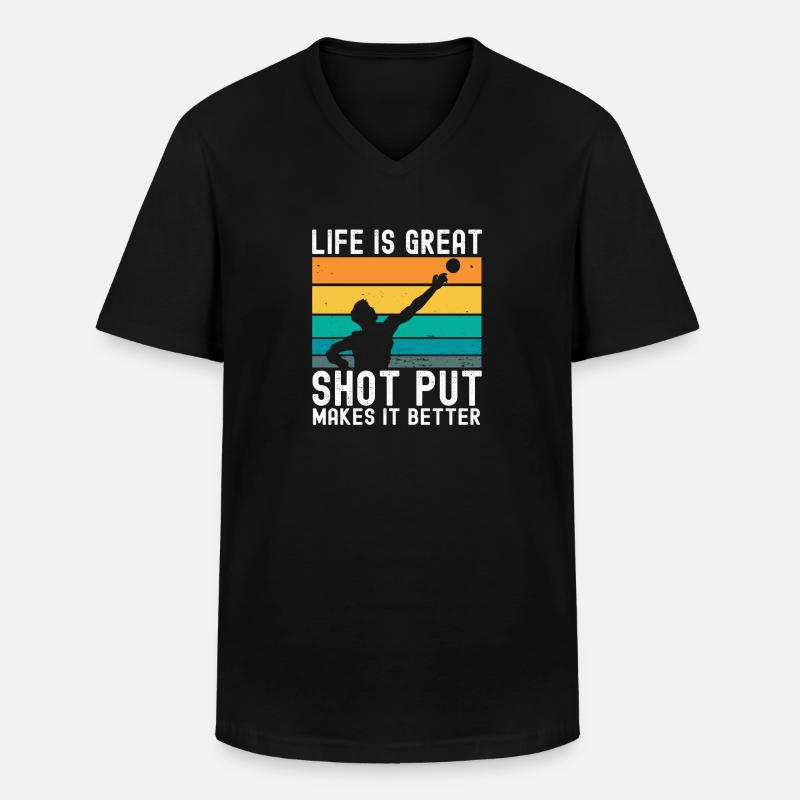 Kugelstoßen Werfen Leichtathletik - Männer-T-Shirt mit V-Ausschnitt - Schwarz