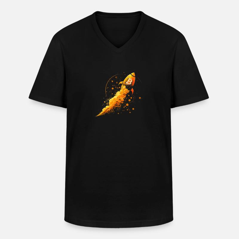 Bitcoin Rocket - Men's V-Neck T-Shirt - black
