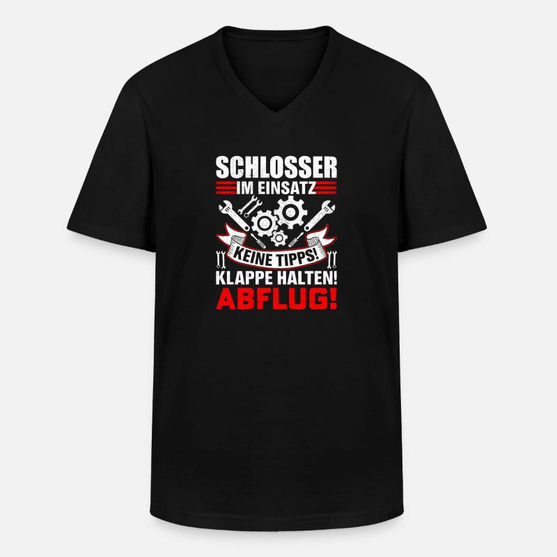 Schlosser im Einsatz Geschenkidee - Männer-T-Shirt mit V-Ausschnitt - Schwarz