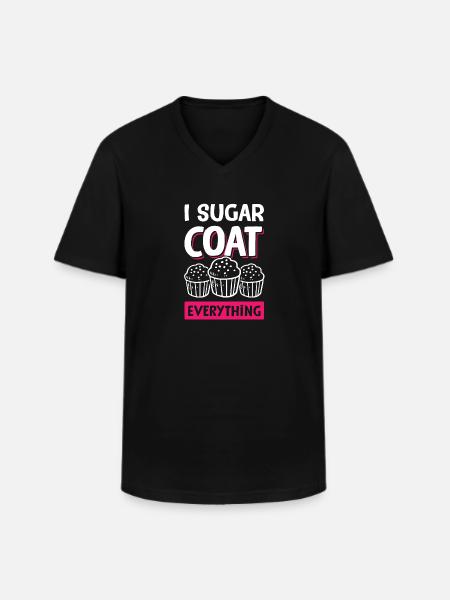 Jeg sukker frakke alt - Klassisk herre T-shirt med V-udskæring - sort