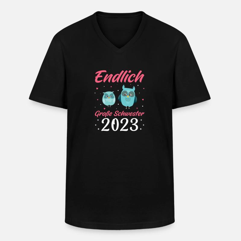 Große Schwester 2023 Geschenk - Männer-T-Shirt mit V-Ausschnitt - Schwarz