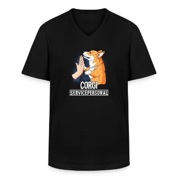 Corgi - Männer-T-Shirt mit V-Ausschnitt - Schwarz - Vorne - AI Model Male 178 dark (178cm)