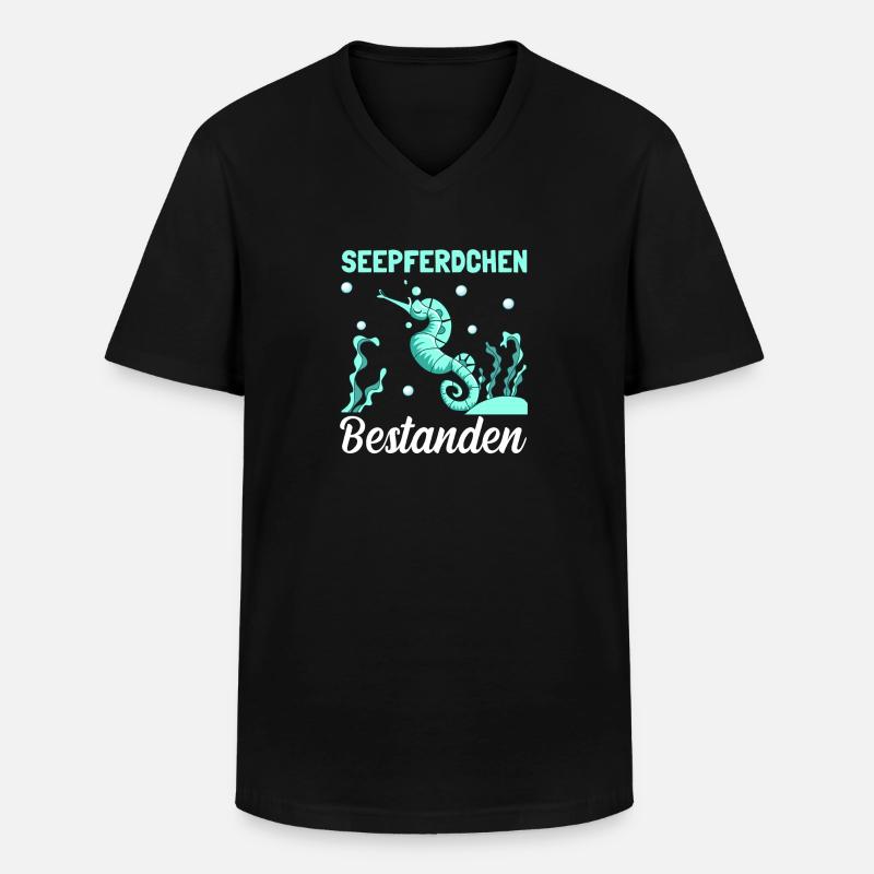 Schwimmen Seepferdchen Schwimmkurs - Männer-T-Shirt mit V-Ausschnitt - Schwarz