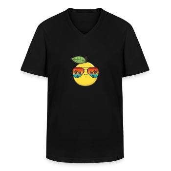 Lemon Funny Cute Lemon Summer Citrus Fruit Lovers - Men's V-Neck T-Shirt - black - Front - AI Model Male 178 dark (178cm)