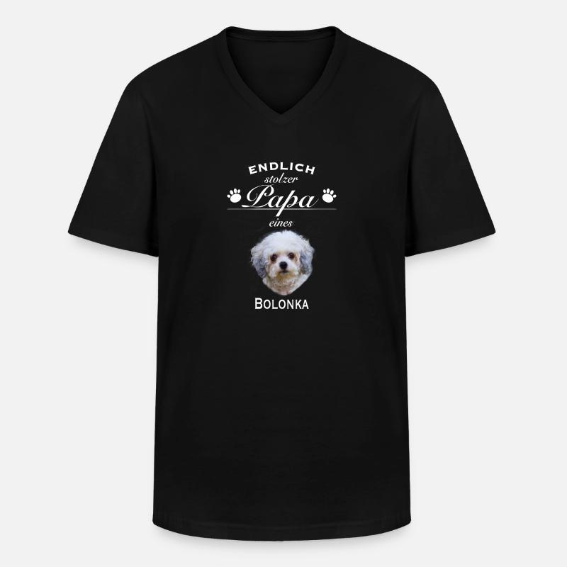 Endlich stolzer Papa - Bolonka - Männer-T-Shirt mit V-Ausschnitt - Schwarz