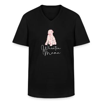 Ierse Soft Coated Wheaten Terriër - Klassiek mannen T-shirt met V-hals - zwart - Voor - AI Model Male 178 dark (178cm)