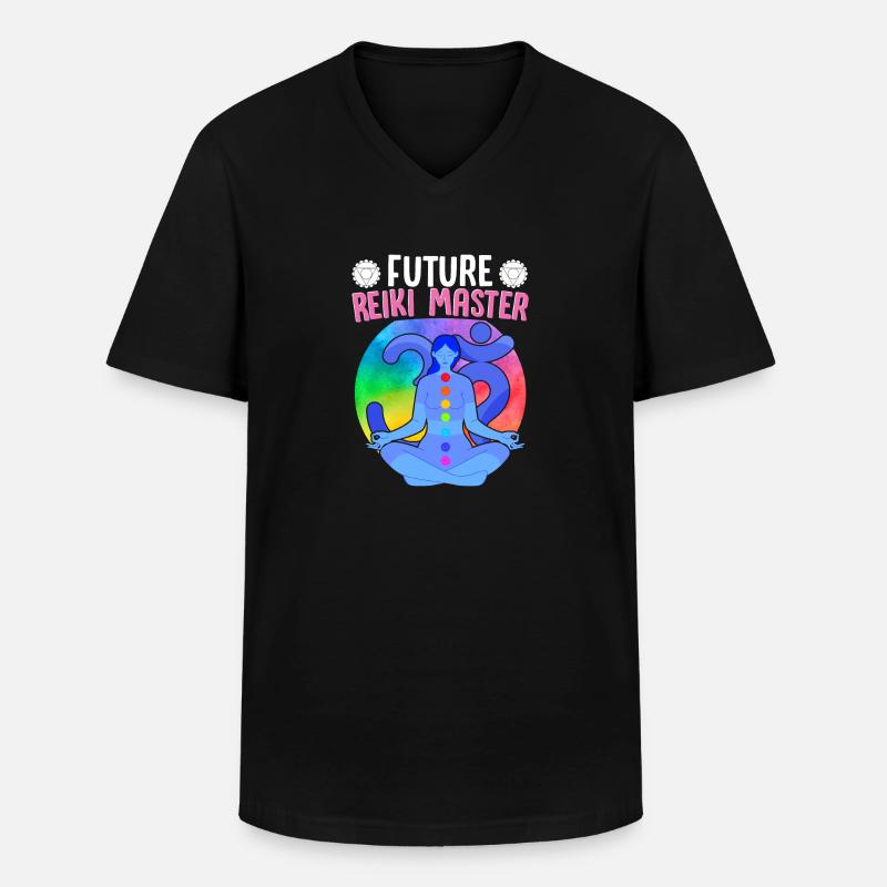 Future Reiki Master Japan Heilkunst - Männer-T-Shirt mit V-Ausschnitt - Schwarz