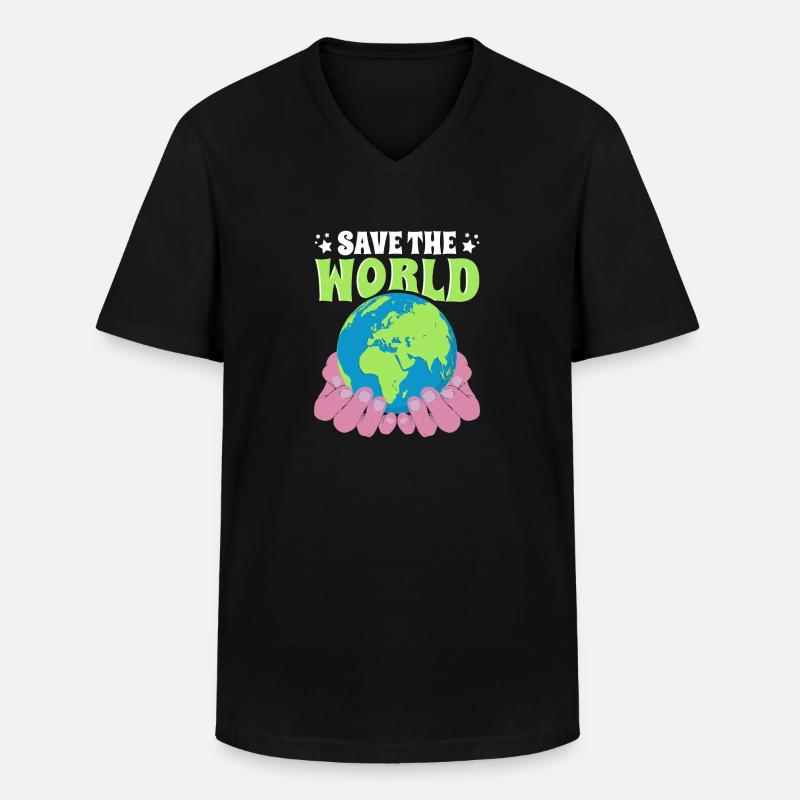 Save the World Naturschutz - Männer-T-Shirt mit V-Ausschnitt - Schwarz