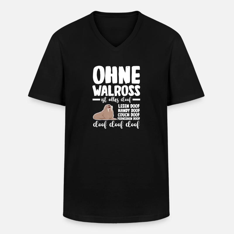 Walross - Männer-T-Shirt mit V-Ausschnitt - Schwarz